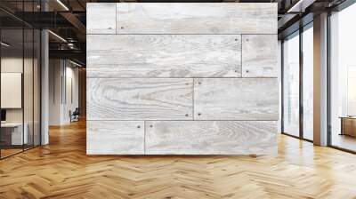 grey white wood texture for vintage background in top view wooden plank panel wallpaper Wall mural