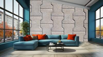 interlocking block paving floor background beige grey demo example Wall mural