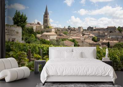 landscape view of Saint Emilion village in Bordeaux region in France Wall mural