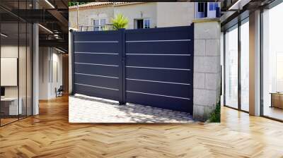 modern grey gate aluminum portal to home access Wall mural