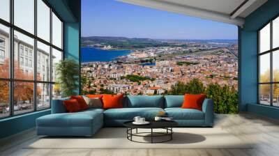 Sete town on the French Mediterranean coast venice of Languedoc in aerial top view panorama Wall mural