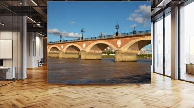 View stone bridge french of the Pont de Pierre in Bordeaux city france Wall mural