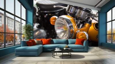 Vintage motorbike. Retro motorcycle with headlight Wall mural