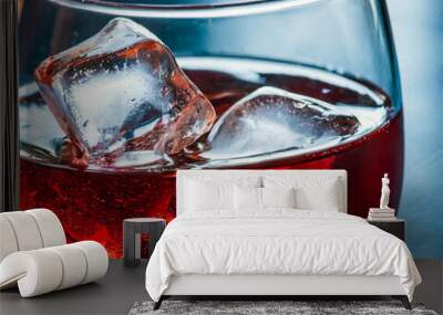 water ice cubes in wine red glass detail Wall mural