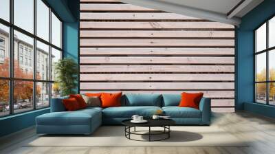 wooden terrace made of planks wood larch background Wall mural