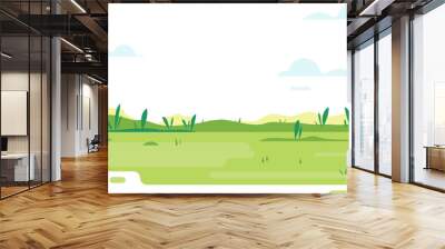 Green lawn with glass in flat style, summer day travel illustration Wall mural