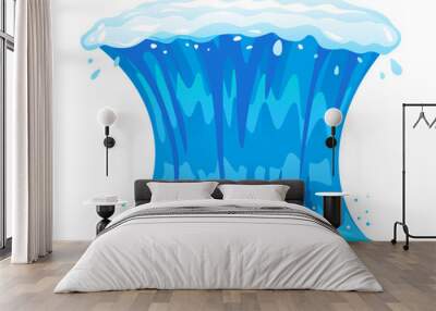 One big blue ocean wave in front view isolated, wonderful surfing wave illustration Wall mural