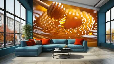 honey honeycomb close-up texture Wall mural