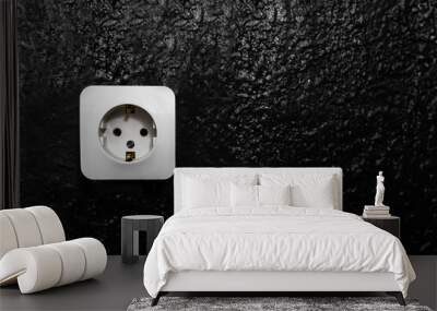 white european socket on black wall Wall mural