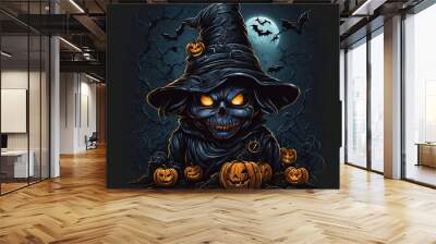 Halloween pumpkin dark background  Wall mural