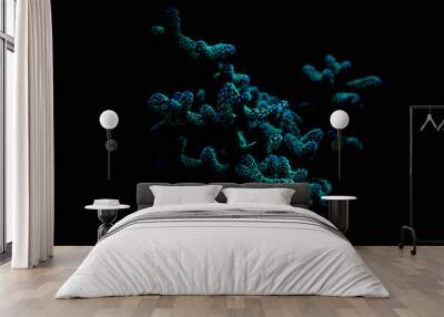 abstract blur green coral in black background Wall mural