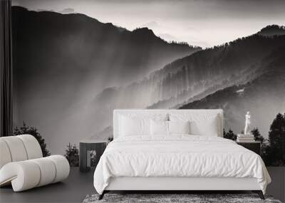 Black and white landscape photo Wall mural