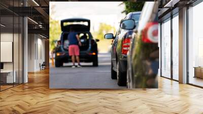 Car in parking lot Wall mural