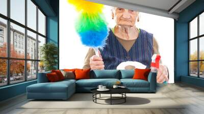 Happy senior housekeeper Wall mural