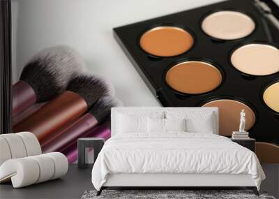 Make up products and accessories close up Wall mural