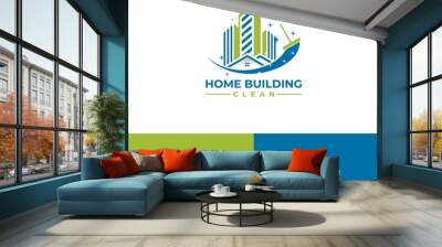 home and buildings clean logo design real estate vector icon illustration design Wall mural