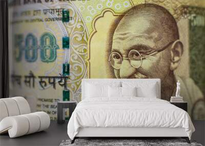 Portrait on indian Rupee bill Wall mural