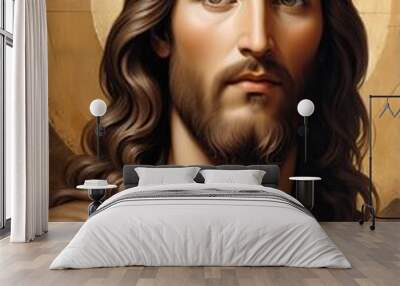 Jesus of Nazareth, Jesus Christ illuminated by divine grace. the Almighty. Catholicism. watercolor. oil paint.
  Wall mural