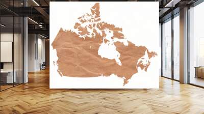 Map of Canada made with crumpled kraft paper. Handmade map with recycled material. North America Wall mural