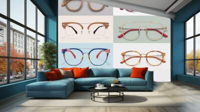 sticker of eyeglass frames of different colors and shapes. stickers. Wall mural