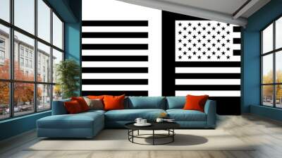 American Flag in Blank and White Color Wall mural