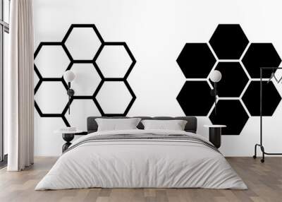 Honeycomb Icon Vector Black Silhouette and Outline Isolated on White Wall mural