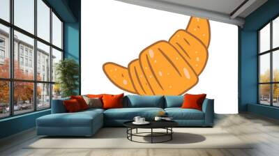 Croissant hand drawn cartoon style. Colorful doodle. Wall mural