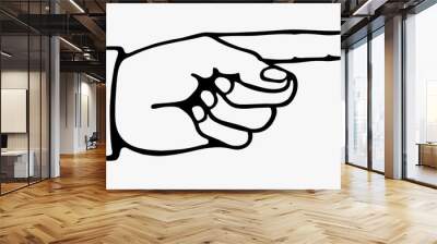 retro pointing hand in black and white Wall mural