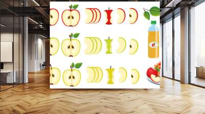 Vector image of an apple. The concept of healthy food and fresh fruit. Juicy fruits, apple snacks, vegetarian dishes. Wall mural