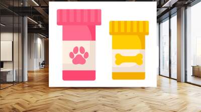 Vector image of medicines and tablets for pets. The concept of pet care. A pet store design element for a website, application, etc. Wall mural