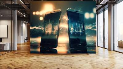 Futuristic Universe: Two Giant Phones - Generative AI Wall mural