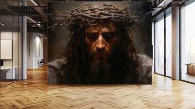 Portrait of Jesus Christ with thorn crown Wall mural