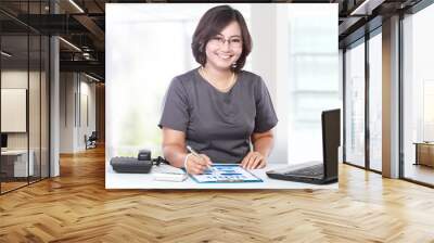 business woman working in the office Wall mural