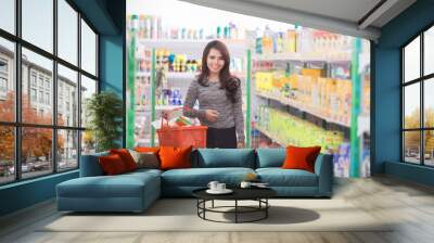 customer shopping at groceries store Wall mural