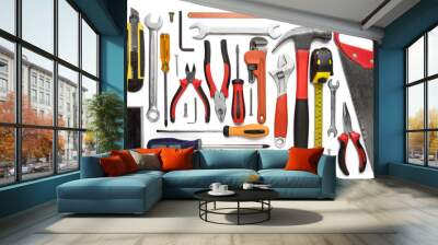 Many Tools isolated on white background Wall mural