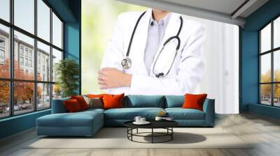 medical doctor woman with stethoscope Wall mural