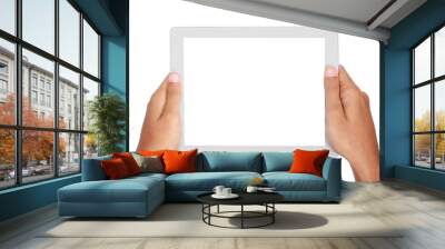 photo of a tablet held by two hands Wall mural