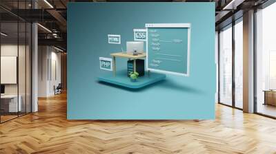 3D rendering Web post-development software Website programming and coding Wall mural