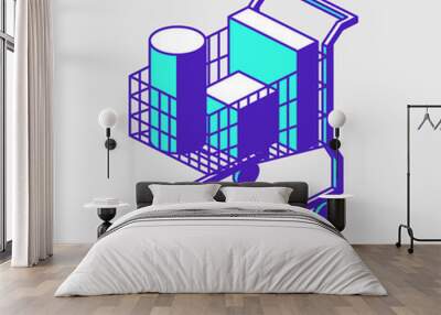 Filled shopping cart isometric vector icon illustration Wall mural