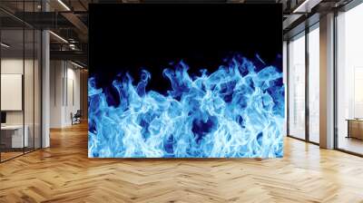 blue flames on black Wall mural