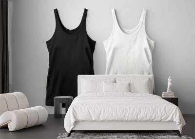 white and black tank top for mockup. women tank top Wall mural