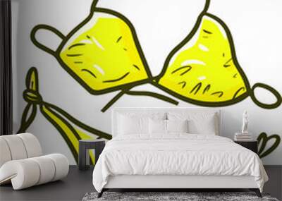 Funny and cute simple yellow bikini for your beach dress Wall mural