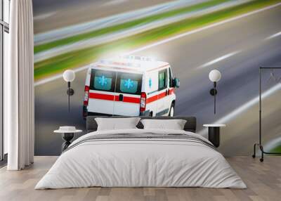 Ambulance van on highway Wall mural