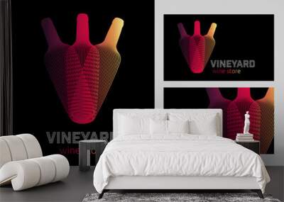 Design template with modern illustration of wine bottles Wall mural