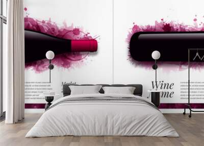 Idea design for catalog or magazine for wine bottles. Wine stains background. Wall mural