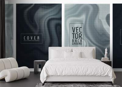 Set of abstract background cover designs. Halftone effect. Vector graphics. Abstract background. Wall mural