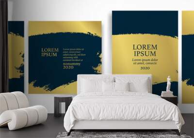 Templates with blue and gold designs. Blue and gold strokes. Wall mural