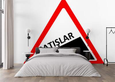 sales turkish satis increasing warning road sign isolated on Wall mural