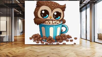 Chibi Owl Hot Chocolate Wall mural