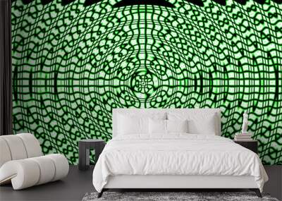 painting on sand like green circle lines connecting each other pattern on creative abstract background with 3D rendering illustration for energy, frequency and physics concepts Wall mural